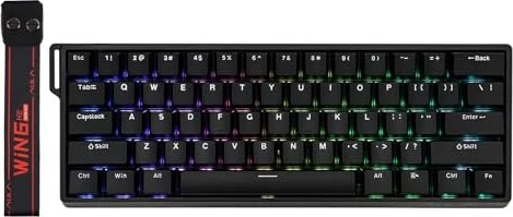 Epomaker x Aula WIN60 HE, LEDs RGB, hot-swap, Epomaker Gray Wood Magnetic, USB, US