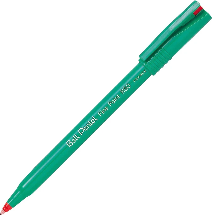 Pentel Ball Fine Point R50 0.4mm rot Tintenroller (Mine), 12er-Pack