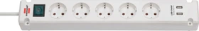 Brennenstuhl Bremounta mit Schalter, 5-fach, mit 2x USB, 3m, weiß