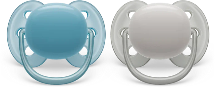 Philips Avent SCF091/17 ultra soft Beruhigungsschnuller, 6-18M, Silikon, blau/grau, 2 Stück