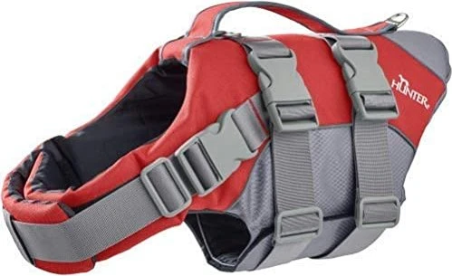 Hunter Moss Schwimmweste, Schwimmhilfe für Hunde, Haltegriff, reflektierend, M, rot (62445)