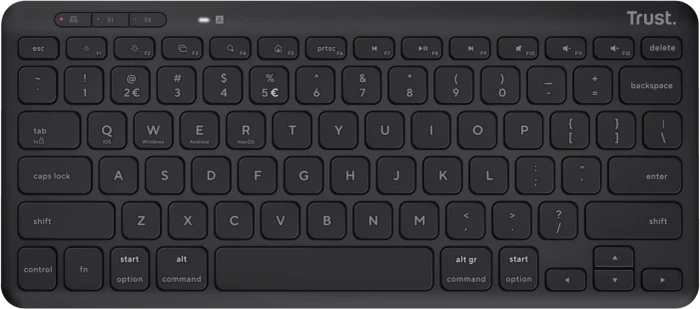 Trust Lyra Compact Wireless Keyboard, schwarz, USB/Bluetooth, US