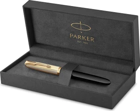 Parker 51 black resin/gold trim, rechte Hand, fein, Geschenkbox