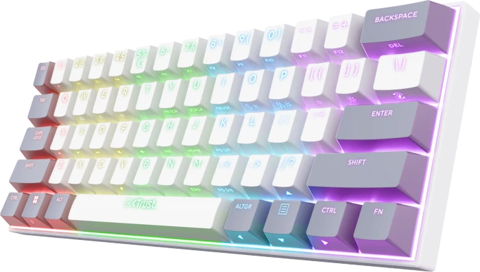 Trust Gaming GXT 873 Acira 60% Mini Wireless, weiß, LEDs RGB, Outemu Red, USB/Bluetooth, UK