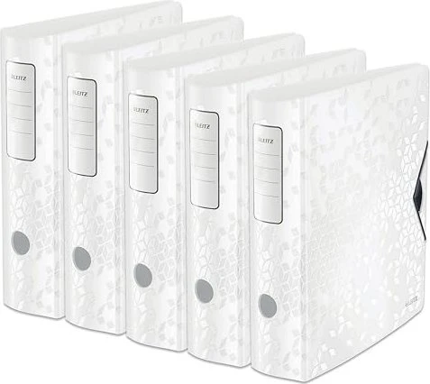 Leitz Qualitäts Ordner 2-Ring 180° Active WOW, 80mm, A4, weiß, 5er-Pack