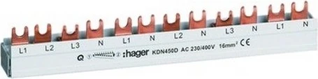 Hager Phasenschiene 3P + N Gabelanschluss 16mm² 1P+N Abgänge 12 Module