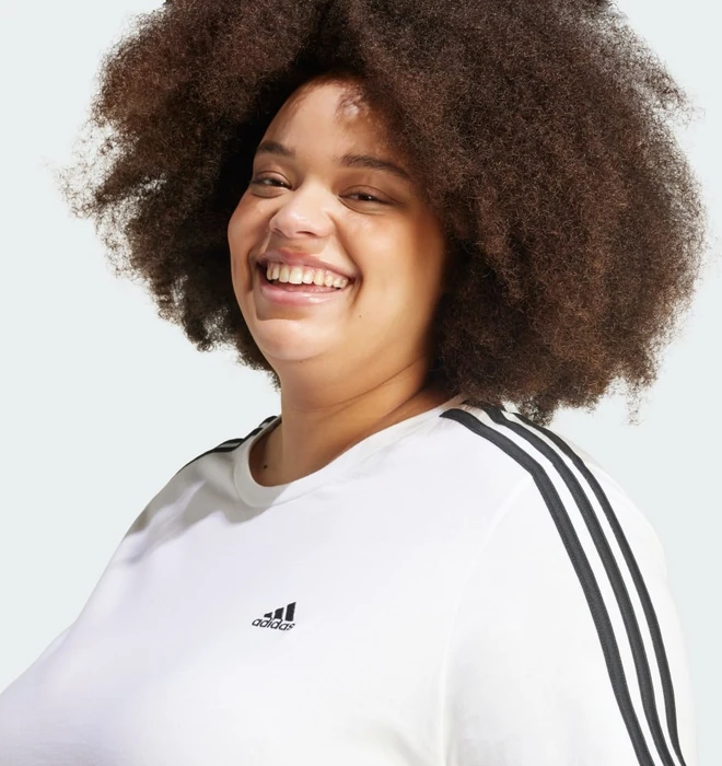 adidas Essentials Slim 3-Streifen große Größen T-Shirt kurzarm weiß/schwarz (Damen)