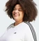 adidas Essentials Slim 3-Streifen große Größen T-Shirt kurzarm weiß/schwarz (Damen) Vorschaubild