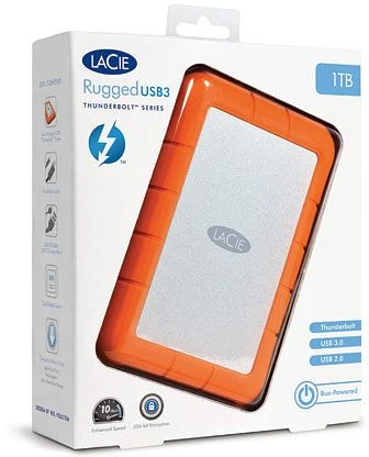 LaCie Rugged USB-A 3.0, 2.5", 256GB, USB 3.0 Micro-B/Thunderbolt 1 / Mini DisplayPort 1.1a