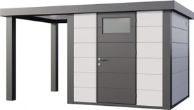 Telluria Classico 2424 Gerätehaus inkl. Anbau 1.68m links weiß/grau