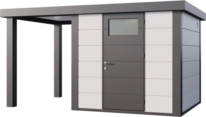 Telluria Classico 2424 Gerätehaus inkl. Anbau 1.68m links weiß/grau