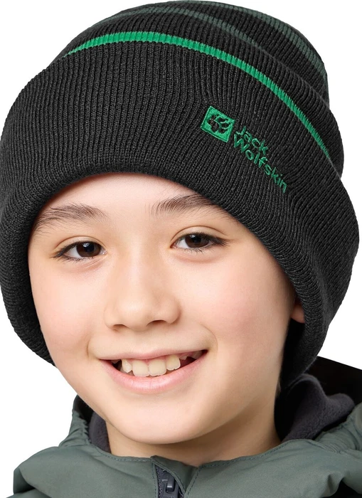 Jack Wolfskin Stripy Knit Beanie slate green/mystic (Junior)