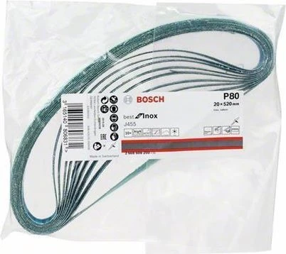 Bosch Professional J455 Best for Inox Schleifband K80, 20x520mm, 10 Stück
