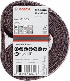 Bosch Professional N480 Best for Inox Schleifband mittel, 10x330mm, 10 Stück