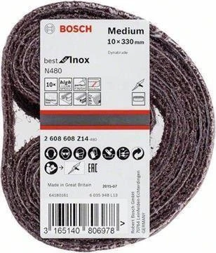 Bosch Professional N480 Best for Inox Schleifband mittel, 10x330mm, 10 Stück