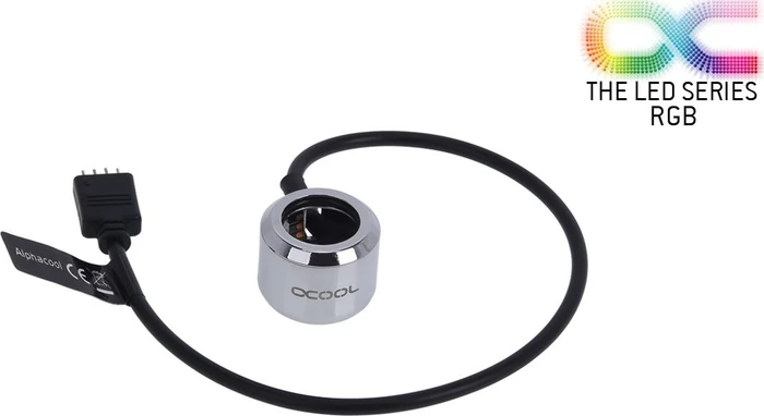 Alphacool Aurora Hardtube LED Ring 16mm, RGB beleuchtet, verchromt