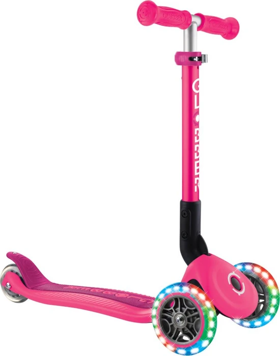 Globber Foldable Lights Kickboard fuchsia pink