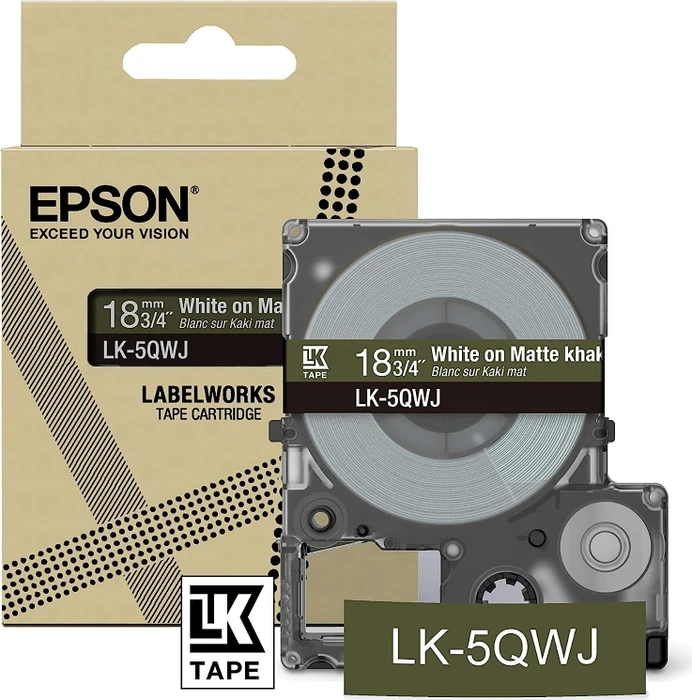 Epson LK-5QWJ Beschriftungsband, 18mm, schwarz/khaki matt