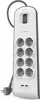 Belkin SurgePlus Überspannungsschutz, 8-fach, mit USB, 2m