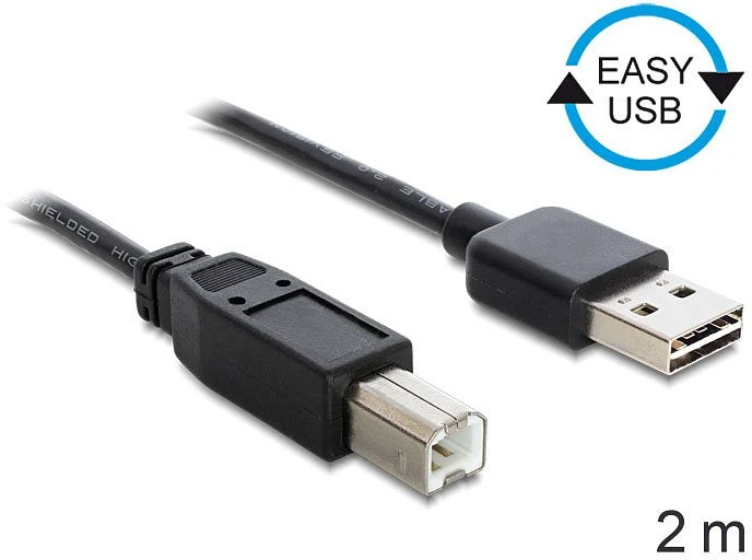 DeLOCK EASY-USB 2.0 Kabel, USB-A [Stecker] auf USB-B [Stecker], 2m