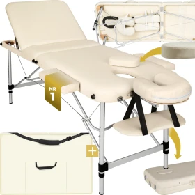 TecTake 3-Zonen Koffer-Massagetisch beige