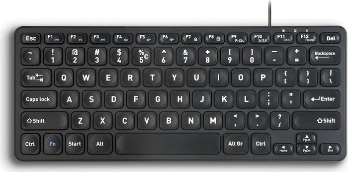 Perixx Periboard-416 Mini Keyboard, schwarz, LEDs weiß, USB & USB-C, US