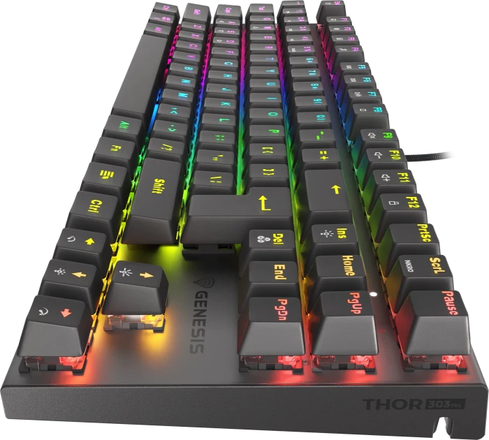 Genesis Thor 303 TKL, schwarz, LEDs RGB, hot-swap, Gaote Outemu BROWN, USB, DE