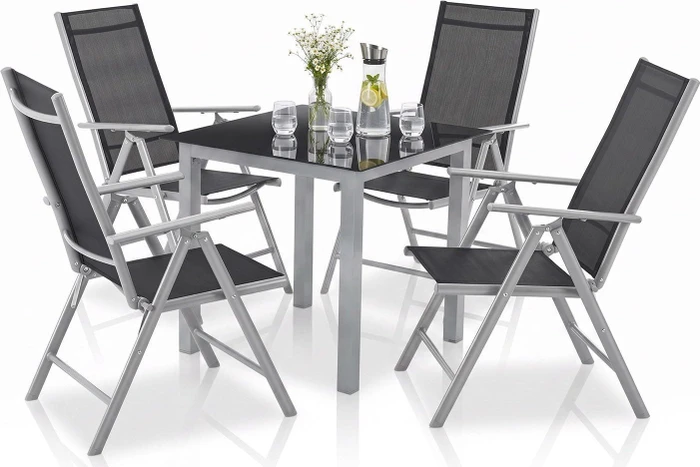 Juskys Milano Gartenmöbel-Set grau, 5-tlg.