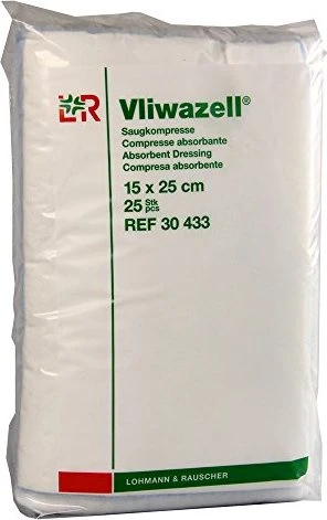 Lohmann & Rauscher Vliwazell Saugkompressen unsteril, 15 x 25cm, 25 Stück