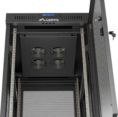 Lanberg 19" Rackschrank 24HE, LCD, freistehend, Flat Pack, V2, Gitternetztür, IP20, RAL 9004, 800mm tief