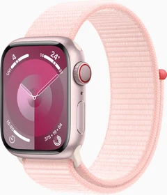 Apple Watch Series 9 (GPS + Cellular) 41mm Aluminium silber mit Sport Loop hellrosa