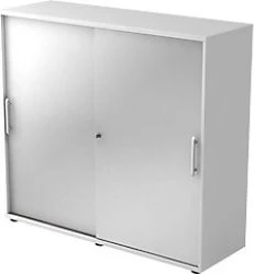Hammerbacher Schiebetürenschrank 3OH V1753S, Relinggriff, weiß/silber, Aktenschrank
