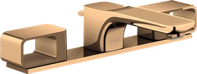 Hansgrohe Axor Urquiola 3-Loch Waschtischarmatur 50 mit Platte und Zugstangen-Ablaufgarnitur polished bronze