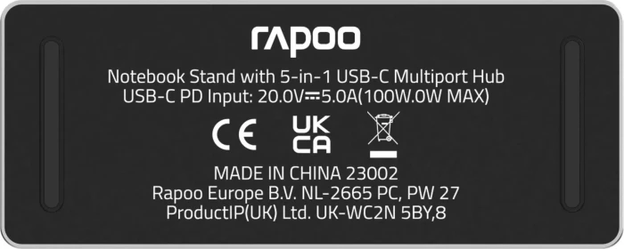 Rapoo UCS-5001 Notebook-Ständer mit magnetischem 5-in-1 USB-C Multiport-Hub, 1x USB-C 3.0 [Buchse]