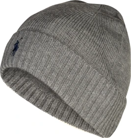 Ralph Lauren Signature Pony Wool Beanie fawn grey heather