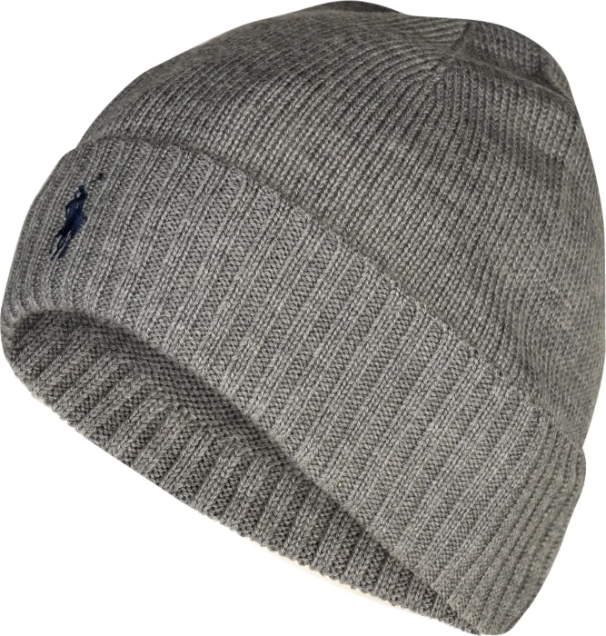 Ralph Lauren Signature Pony Wool Beanie fawn grey heather