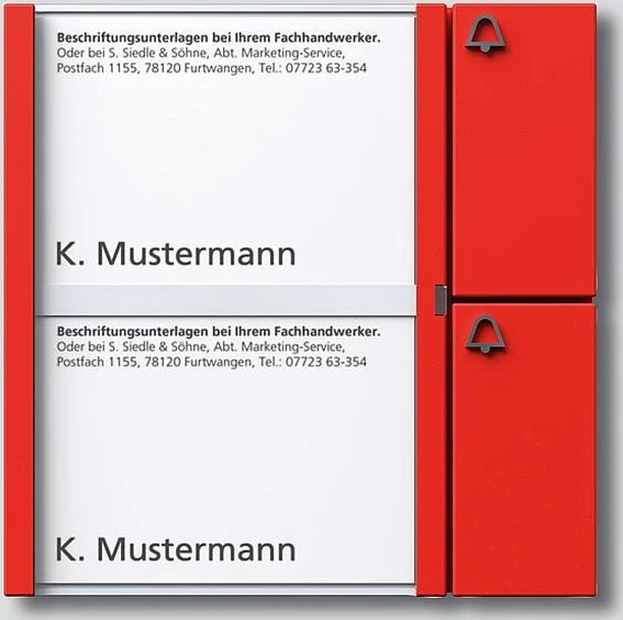 Siedle Tastenmodul TM 612-2 RAL, rot, 2 Ruftasten