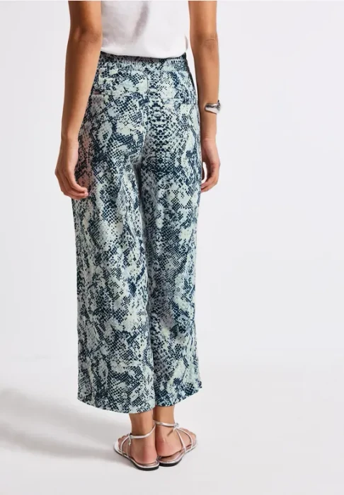 Street One Gemusterte Wide Leg Hose arona blue (Damen)