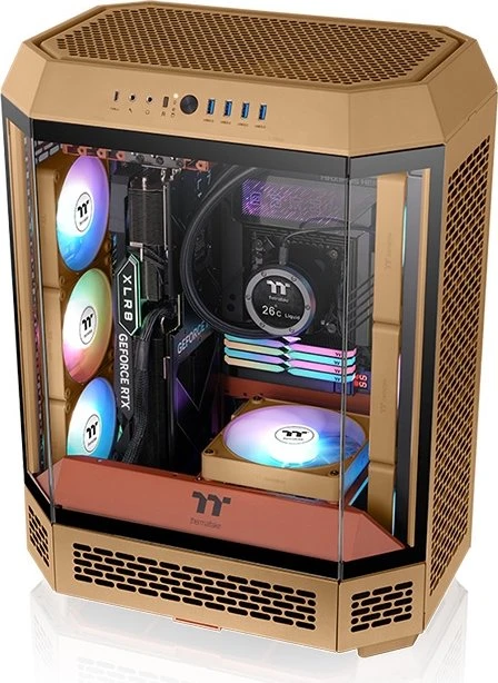 Thermaltake CT140 EX ARGB Sync Gravel Sand, braun/weiß, 140mm, 3er-Pack