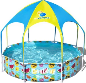 Bestway Splash in Shade Play Steel Pro Frame Pool mit Sonnenschutz rund 244x51cm