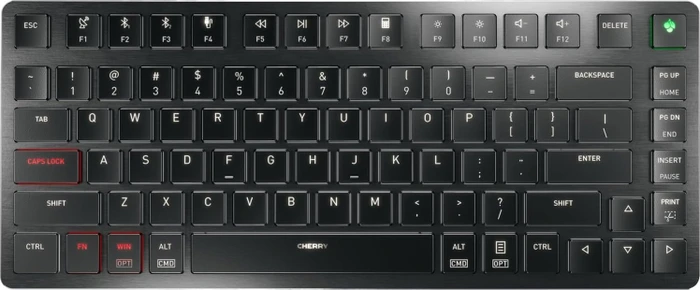 Cherry KW X ULP 2.0 Mini, schwarz, LEDs weiß, MX ULP Tactile, USB/Bluetooth, US