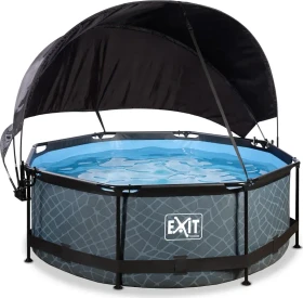 Exit Toys Stone Frame Pool mit Filterpumpe und Sonnenschutz rund 244x76cm