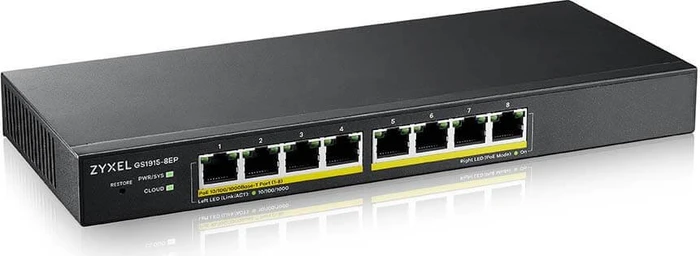 Zyxel GS1915 Desktop Gigabit Smart Switch, 8x RJ-45, 60W PoE+