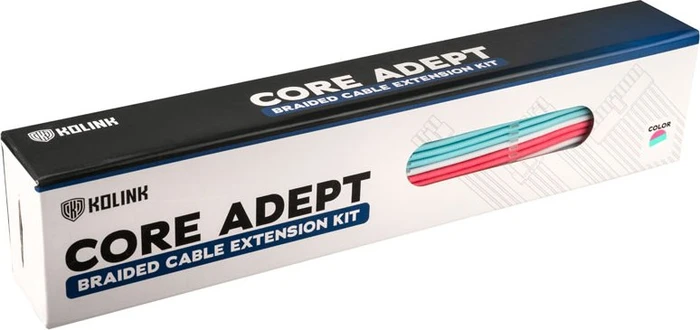 Kolink Core Adept Braided Cable Extension Kit, Brilliant White/Neon Blue/Pure Pink