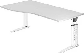 Hammerbacher Ergonomic Plus U-Serie US18/W/W Schreibtisch 180x100cm weiß/weiß