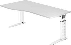Hammerbacher Ergonomic Plus U-Serie US18/W/W Schreibtisch 180x100cm weiß/weiß