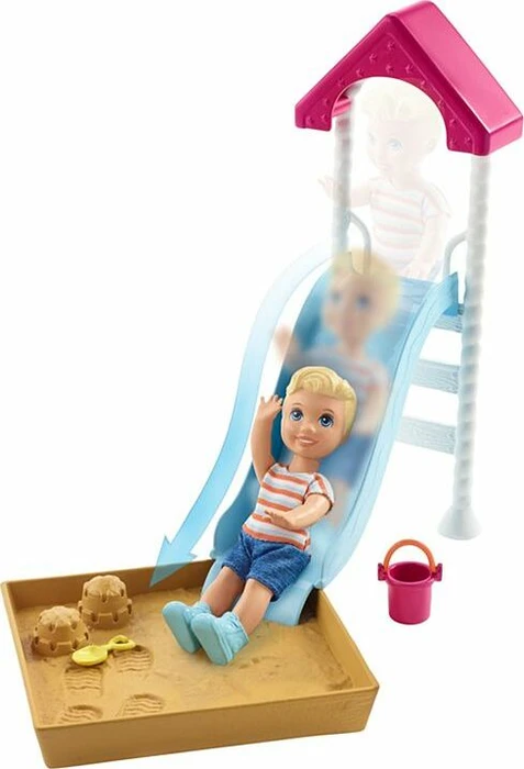 Mattel Barbie - Skipper Babysitters Inc. kleine Puppe mit Rutsche und Sandkasten Spielset