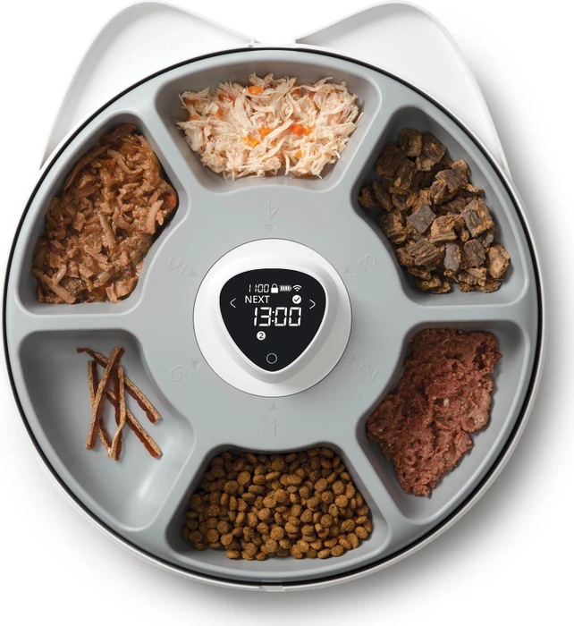 Catit PIXI Smart-Futterautomat mit 6 Mahlzeiten, Kühleinsatz, WLAN, weiß