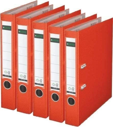 Leitz Qualitäts Ordner 2-Ring 180° Plastik, 50mm, A4, hellrot, 20er-Pack
