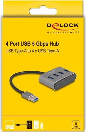 DeLOCK 4-Port USB-Hub, 4x USB-A 3.0, USB-A 3.0 [Stecker]